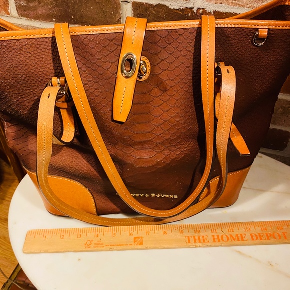 Dooney & Bourke Brown Leather Tote with Buckle Details - Picture 6 of 13